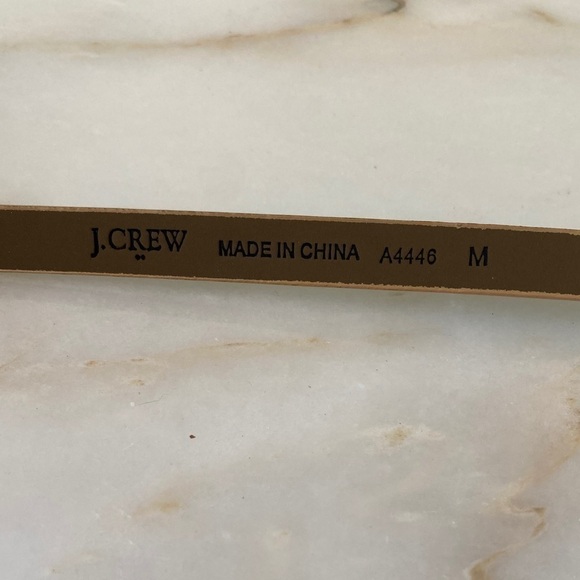 J. Crew Tan Leather And Teal Green Color block Belt - Size Medium - Picture 7 of 9